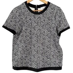 Calvin Klein Womens Snake Print Short Sleeve Top Blouse Sz Medium Black Stretchy